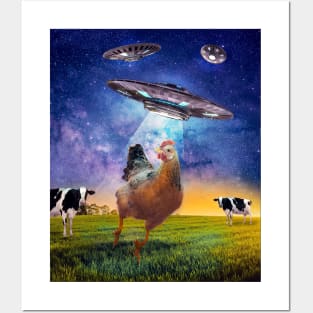 Chicken UFO Abduction Posters and Art